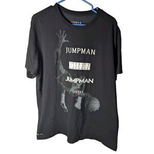 RARE!‎ Nike Jordan Jumpman Photo Graphic Dri-Fit T Shirt Short Sleeve XL Black